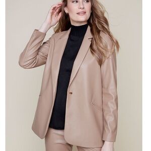 Renuar faux leather her blazer. Size S. tan. New with tags